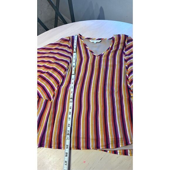 TRINA TURK LA PAZ V NECK TOP IN SAN JOAQUIN STRIPE BLOUSE WOMENS SZ XS - Picture 7 of 11